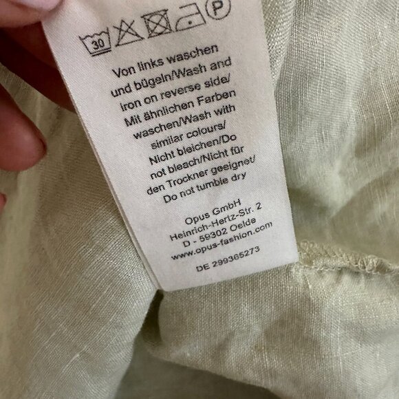 OPUS Linen Button Shirt Germany Sage Green Oversized High Quality - Picture 11 of 16